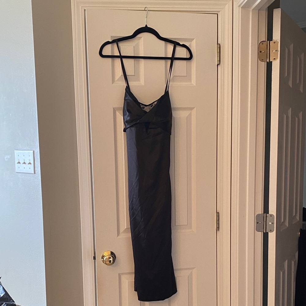 Guess Black Satin Spaghetti Strap Dress